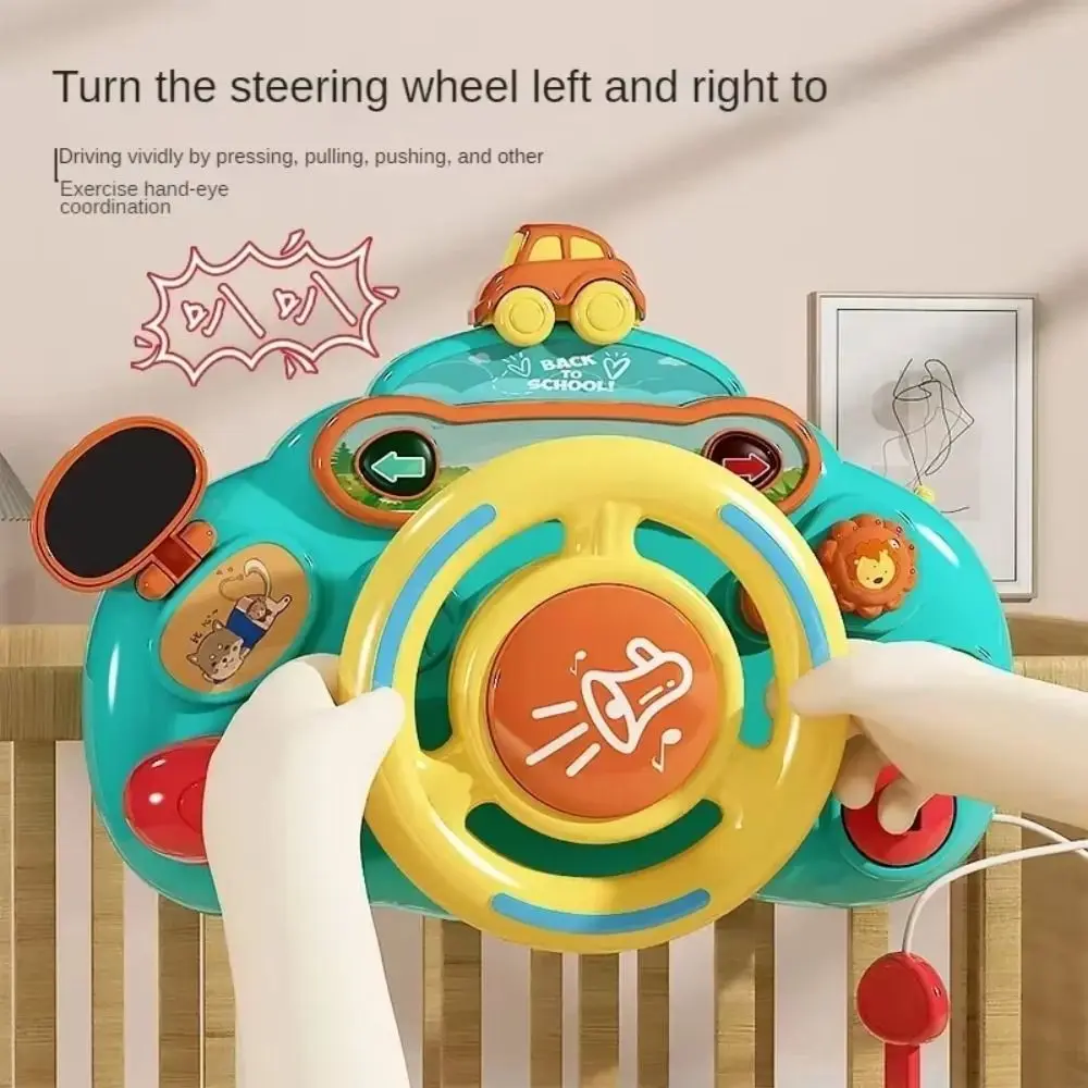 

Plastics Baby Steering Wheel Toy Puzzle Early Education Electric Simulate Driving Car Cartoon Multiple Functions
