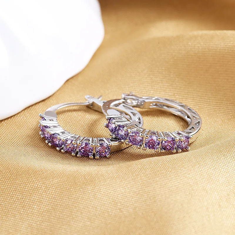 HuiSept Women Earrings 925 Silver Jewelry with Amethyst Gemstone Drop Earrings for Wedding Party Gifts Accessories Wholesale