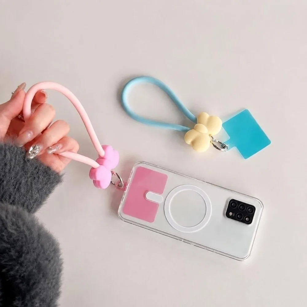Anti-lost Silicone Wrist Strap Bow-knot Style With Slip Card Phone Lanyards Y2K Clip Snap Design Key Chains Accessory for Women