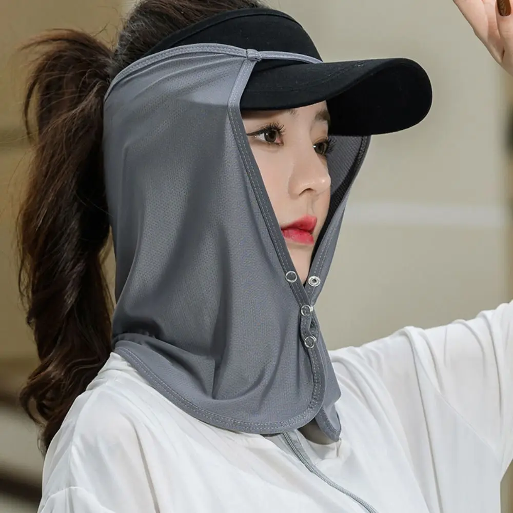 Adjustable Solid Color Ice Silk Sunscreen Mask Shawl Scarves Cycling Scarf Quick Drying Neck Protector Face Veil Summer