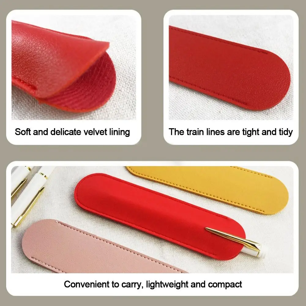 PU Leather PU Pencil Bags Lightweight Large Capacity Solid Color Pen Bags Pen Holder Office Supplies