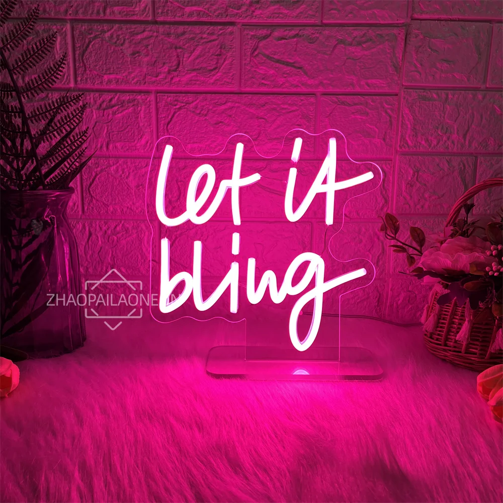 

Let it Bling Неоновая вывеска для светодиодной стены, декор стола, неоновые ночные огни, украшение для спальни, вечеринки, дня рождения, USB светодиодные фонари, подарки