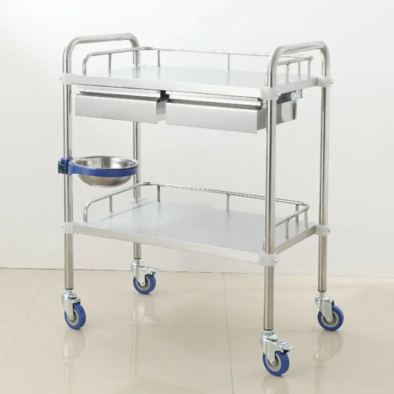 Nordic Stainless Steel Salon Trolley Barber Shop Medical Tool Trolley Minimalist Salon Furniture Hospital Mobile Storage Trolley