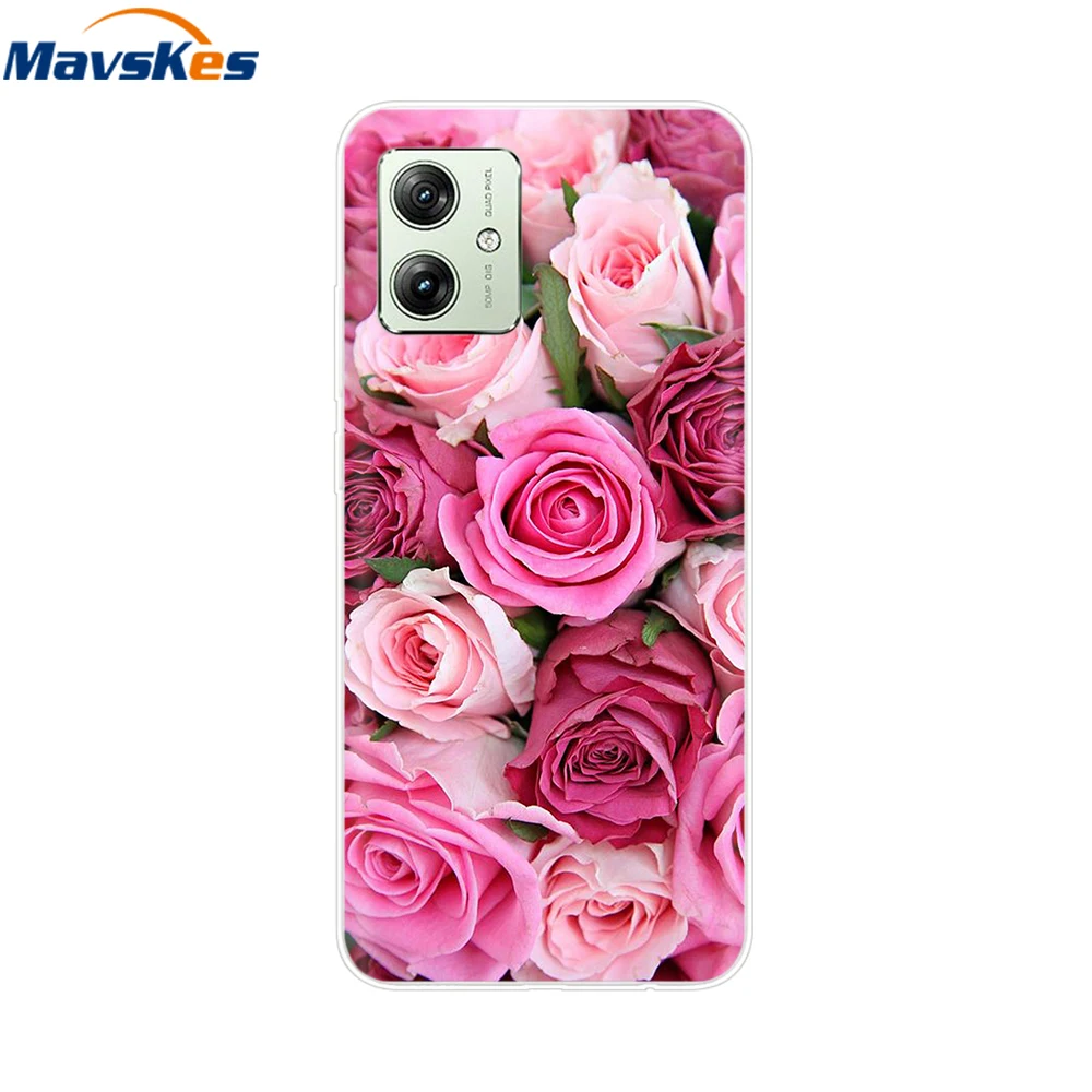 For Moto G54 5G Case MotoG54 XT-2343-1 Soft Clear TPU Silicone Painted Case For Motorola Moto G54 Phone Cases Cover Coque Fundas