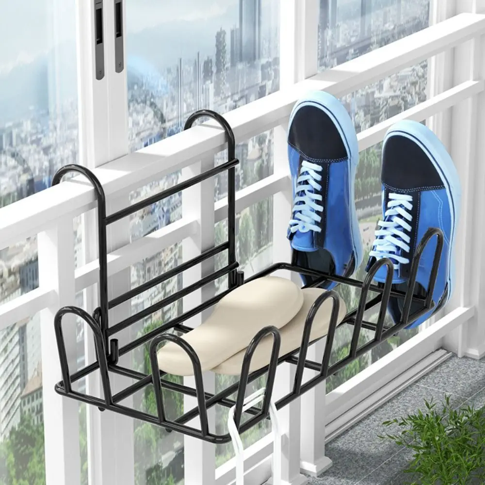 Balcony Drying Shoe Rack Artifact Anti-theft Window Guard Railing Window Drying Clothes Rack Window Sill Drying Sandals Shelf