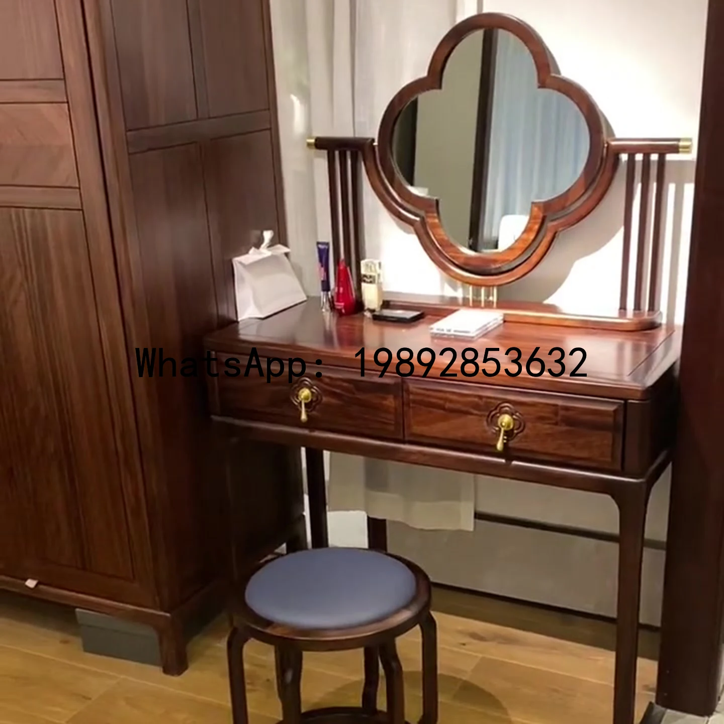 

X5-19 New Chinese Style Dressing Table Bedroom Modern Simple Solid Wood Storage Makeup Table