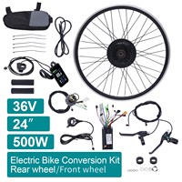 24'' Electronic Bike Conversion Kit 500W36V Brushless Motor Hub Control E-Bike Conversion Kit Speed Controller W/ LCD Display
