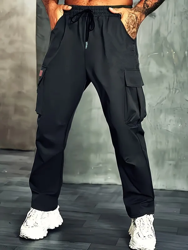 

Men's new multi pocket workwear pants, European and American high street trendy brand retro casual leggings, men's