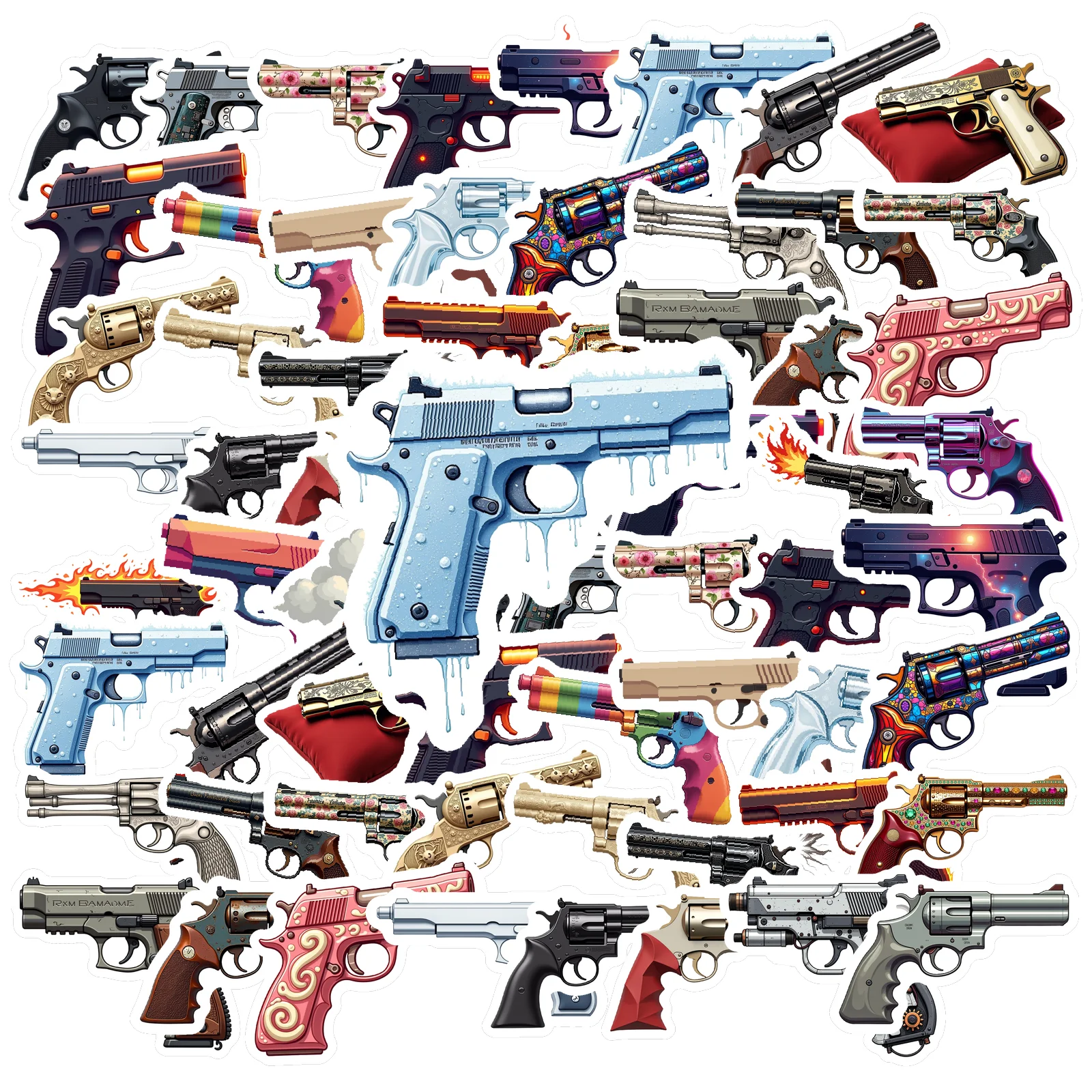 

35 шт./50 шт./70/100 шт. водонепроницаемая наклейка с пистолетом для бутылки с водой, чехлы для ноутбуков, телефонов, планировщик, скейтборд, багаж, шлем, вечерние, декор