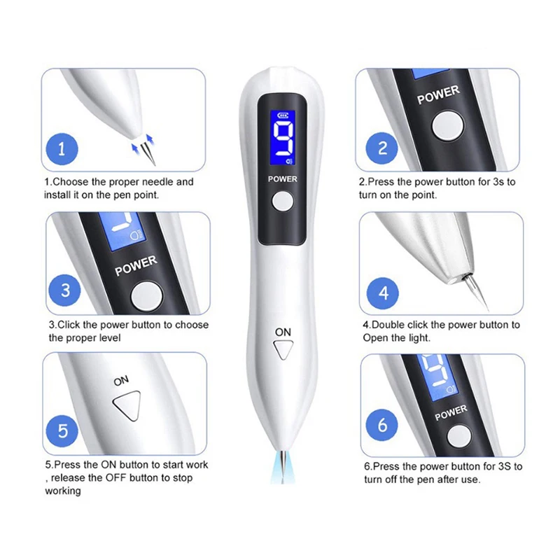 9-Level Adjustable Skin Spot Pen, LCD Display for Precise Care, Painless Portable Beauty Instrument