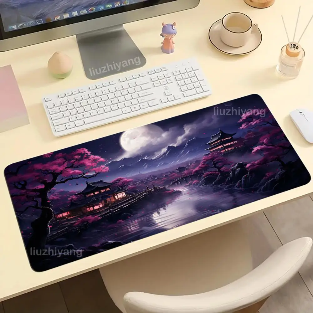 

Japanese Scenery Art Mouse Pad Large Computer Office Game Table Mat Rubber Anti-slip Stitched Edges Keyboard Mats Long Desk Pads
