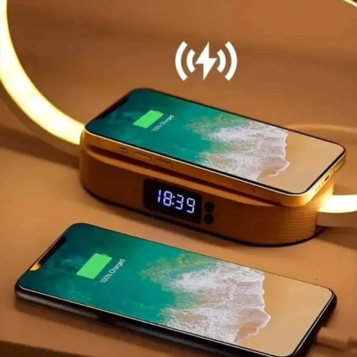 

*ABDH Многофункциональная подставка для беспроводного зарядного устройства, часы, светодиодная настольная лампа, ночник, USB-станция для быстрой зарядки, док-станция для IPhone Samsung