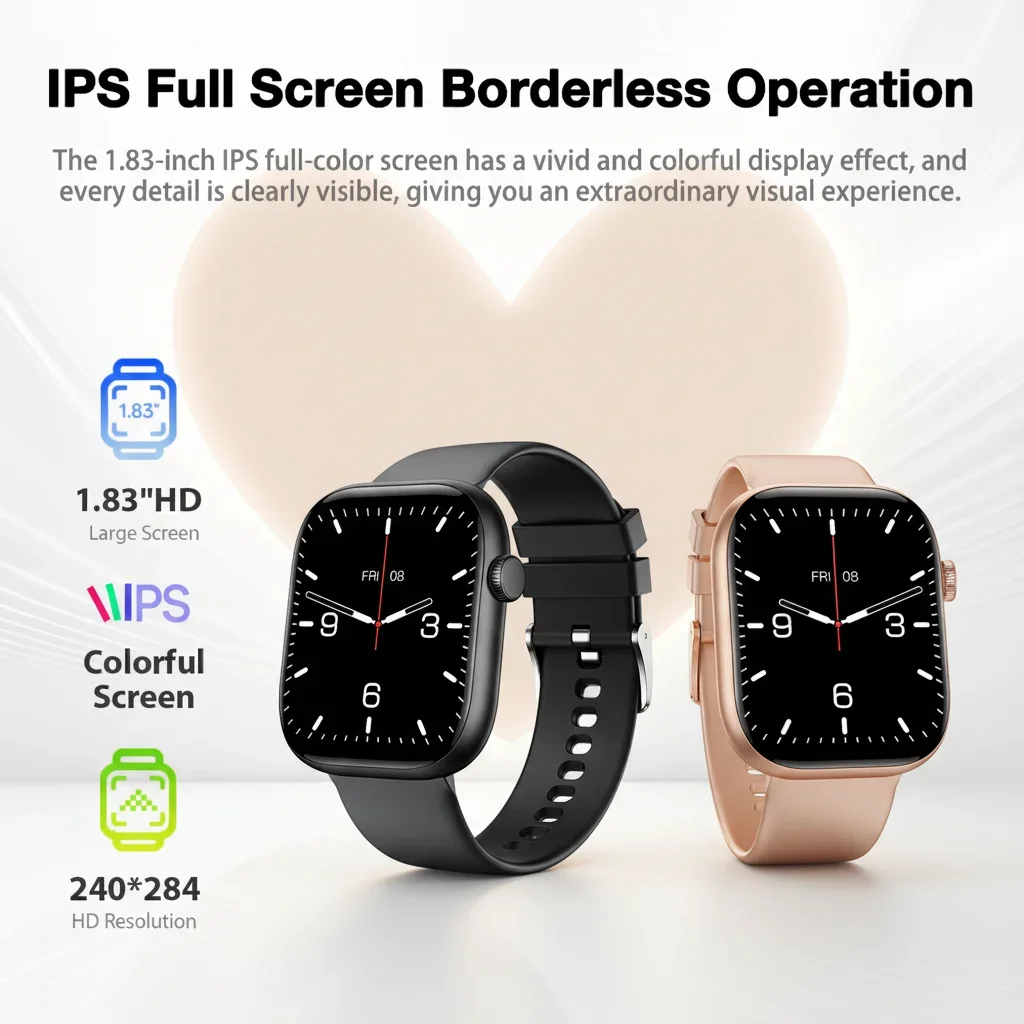 

Couple's Smart Wrist Watch - IPS Full Touch Screen Heart Rate Monitor Long Battery Life 23+ Sports Modes & Smart Notifications