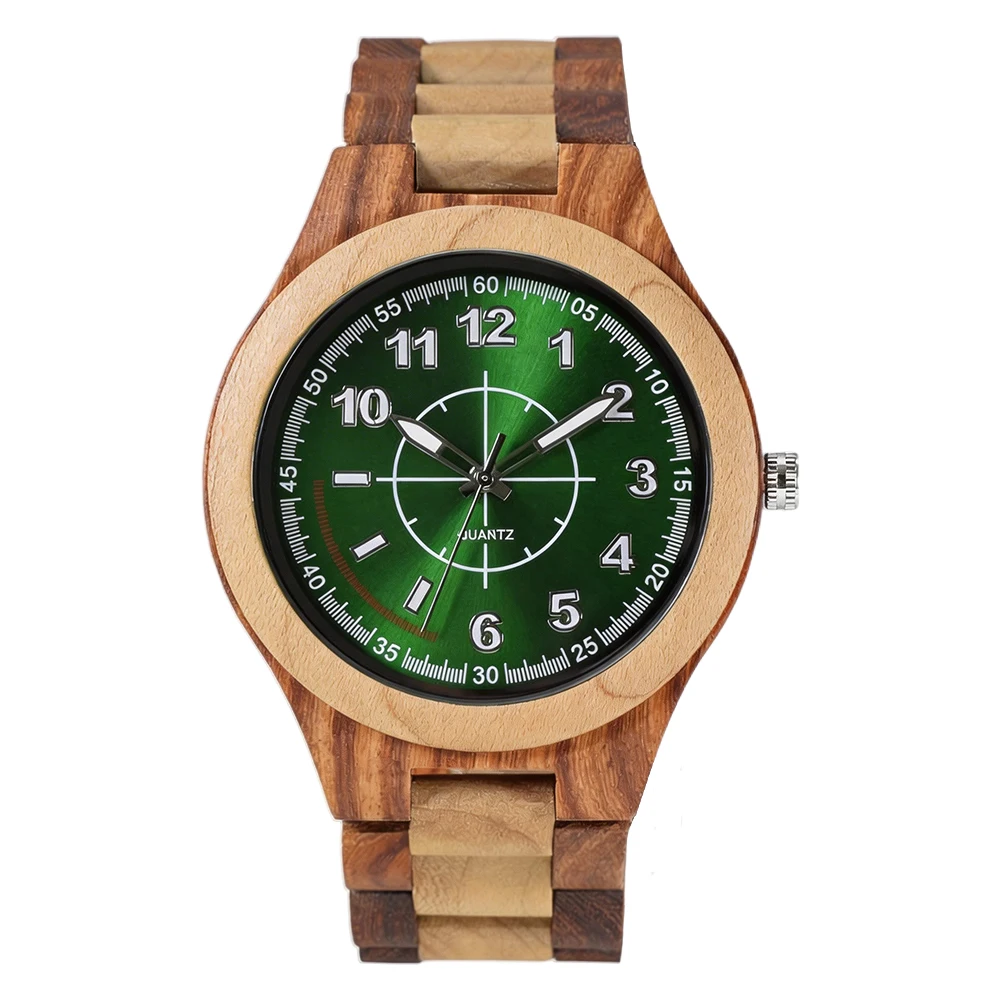 Vintage Sandalwood Quartz Wristwatch for Men Retro Look Handmade Craft Bright Luminous Pointer