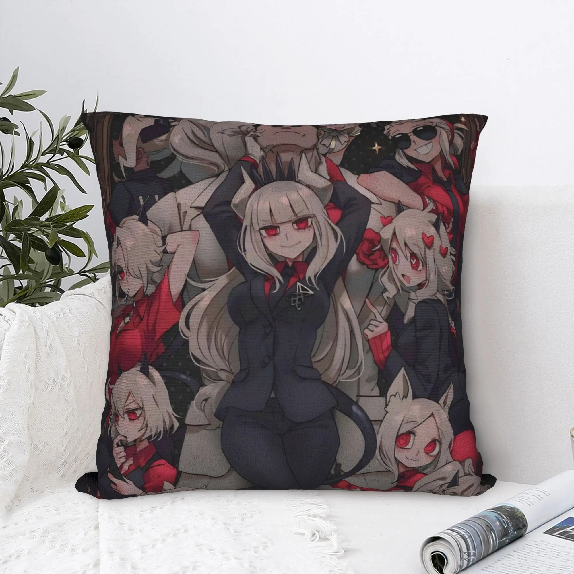 Helltakers Lucifers Cerberus Game Pillowcase Printing Fabric Cushion Cover Gift Anime Pillow Case Cover Bed Zipper