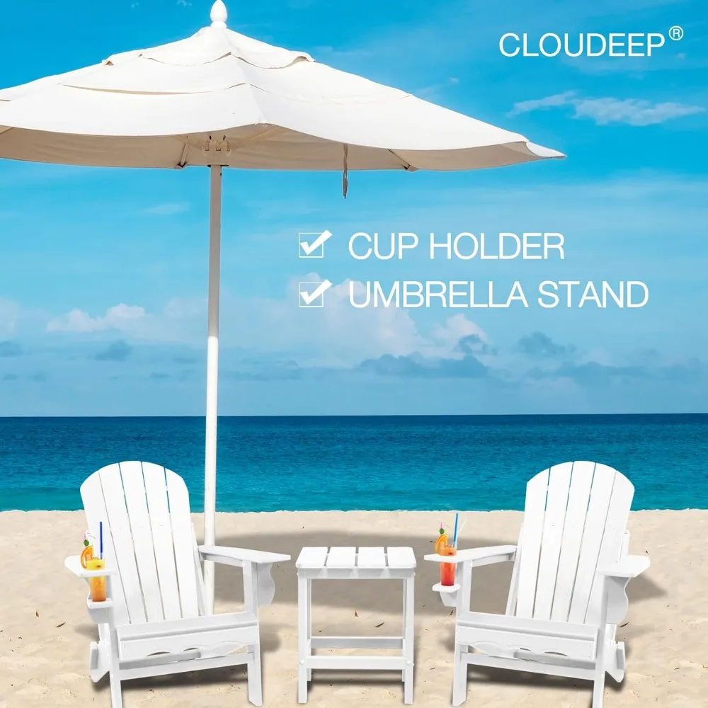 

Folding Adirondack Chairs, Composite Adult Adirondack Chair, Outdoor HDPE Adirondack Fire Pit Chairs, White