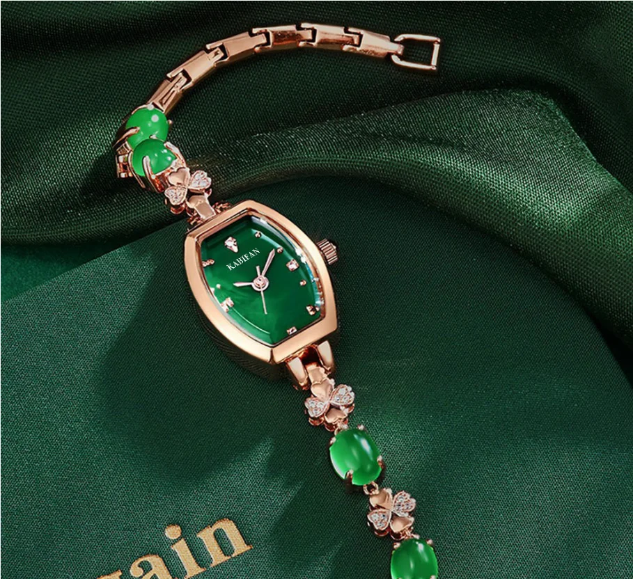 High-end light luxury jewelry green chalcedony watch ladies fashion trend quartz watch fashion bracelet watch