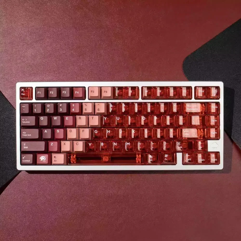 207pcs Key Cap PBT+PC 5-Side Thermal Sublimation Cherry-Profile Gradual Pad Printing Hot Swap for Mechanical Keyboard DIY Custom