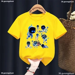 Cool T Shirt For Girls/Boys  Astros Playroom Bot Graphic Printed Tshirt Kawaii Kids Clothes White Gray Pink Yellow Blue T Shirt