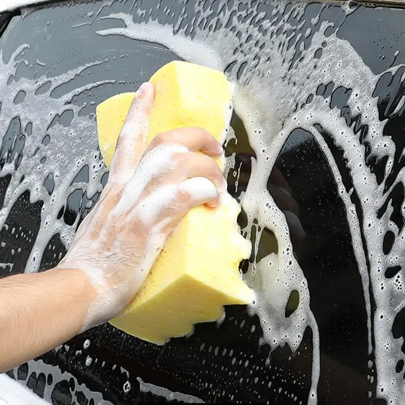 Car Cleaning Sponge Water Suction Tire Wheel Wash Pad Extra Thick Easy Grip Thick Foam Scrubber Auto Wax Polishing Tyre Brushes