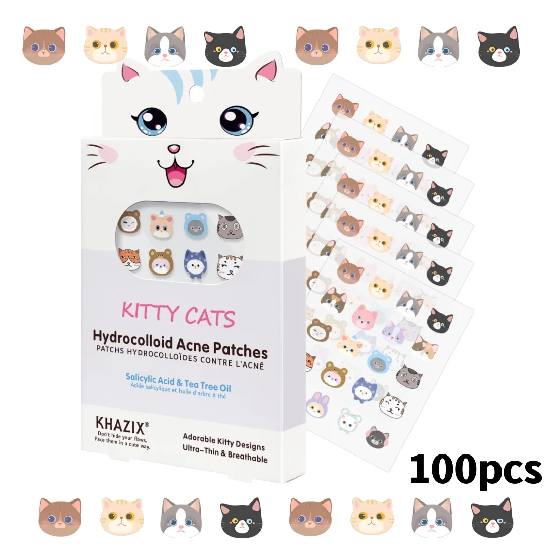 100 new cartoon facial acne patches, covering acne marks, white, invisible blemishes, thin, skin care.