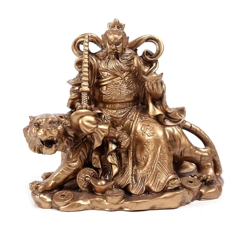 Riding a tiger  Fortuna Buddha Sculpture Resin Domineering Home Feng Shui Decoration Modern Craft Auspicious Statue