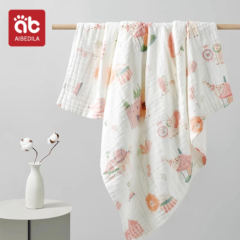 

AIBEDILA Baby blanket cotton 6 layers newborn swaddle blanket cartoon high-density breathable children's blanket