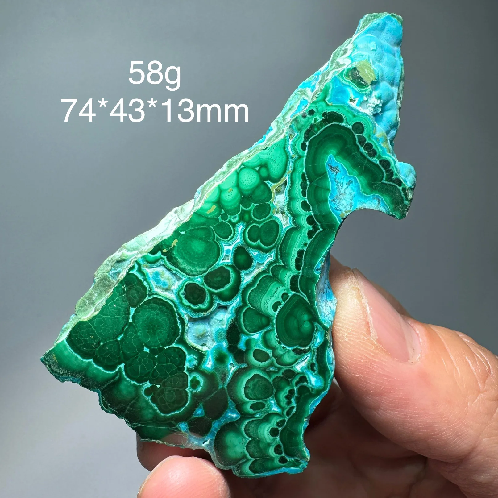 天然クリソコラマラカイト鉱物標本スラブスライス片面研磨水晶
