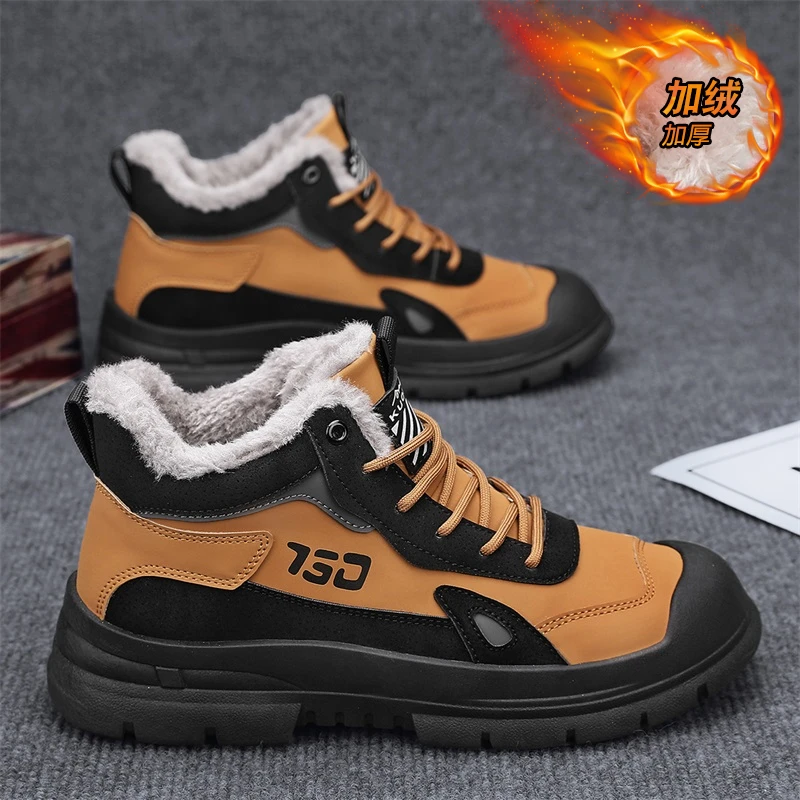 CYYTL Snow Shoes Mens Winter Warm Fur Sneakers Casual Leather Outdoor Sport Platform Hiking Designer Luxury Tennis Work Loafers