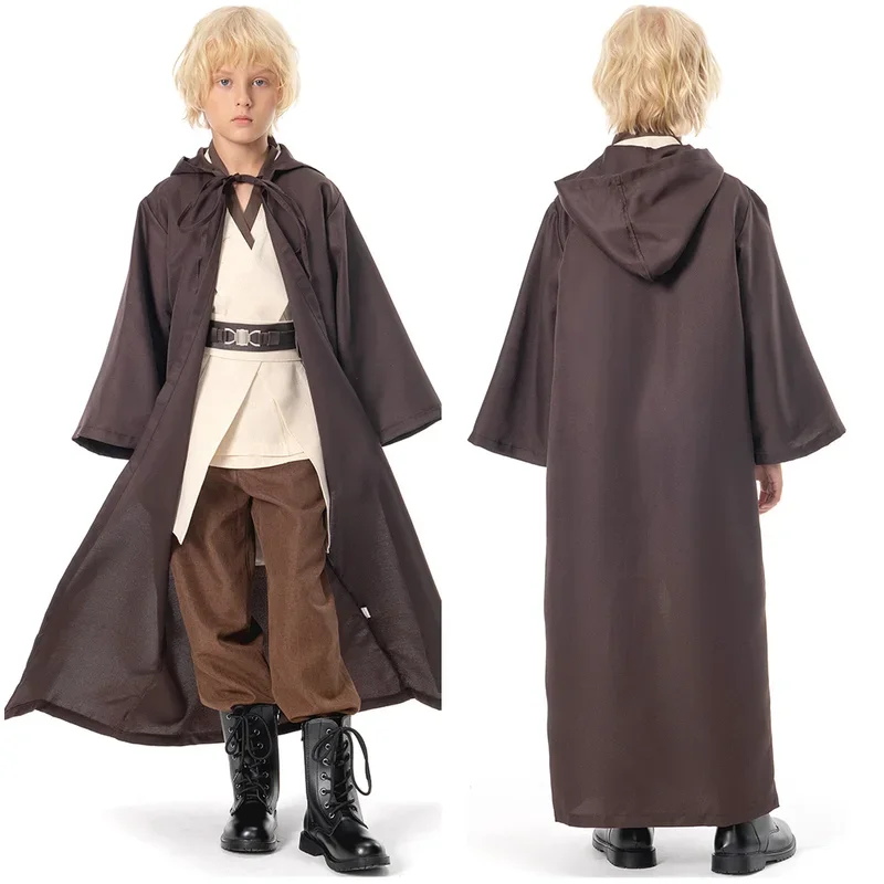 Kids Boys Anakin Fantasy Obi Wan Cosplay Movie Space Battle Knight Disguise Costume Cloak Child Cosplay Roleplay Fantasia Outfit