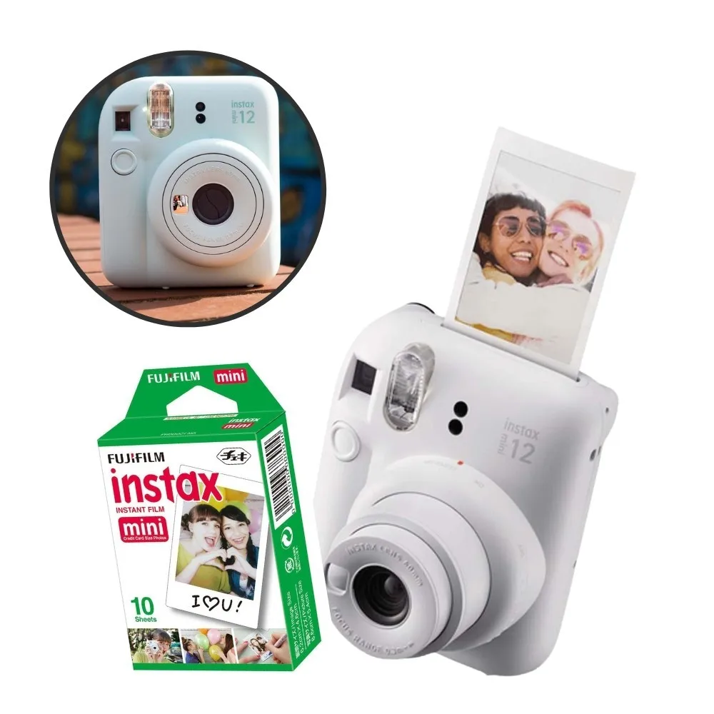 Instax Mini 12 White Instant Camera with 10-pose Film