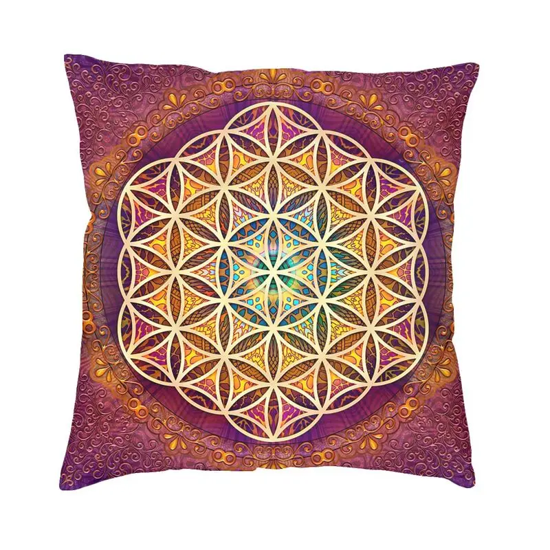 

Romantic Flower Of Life Cushion Covers Soft Sacred Geometry Mandala Throw Pillow Case for Sofa Square Pillowcase Home Decoration