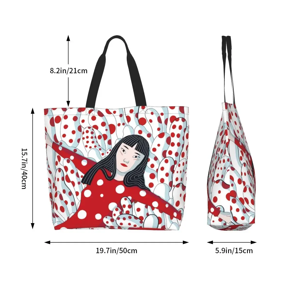 Fashion Printing Yayoi Kusama Abstract Art Shopping Tote Bags Portable Canvas Shopper Shoulder Handbag image 5