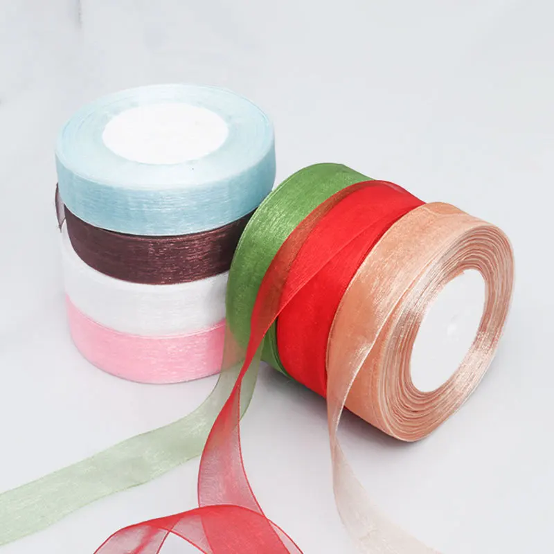 100 Yards Organza-Band für Blumensträuße, Geschenkverpackungen, Kleidungszubehör, DIY-Bastelarbeiten, Hochzeits- und Partydekorationen, Bänder, Nähzubehör – Detail 5
