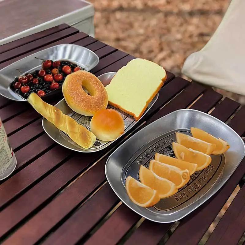 

Outdoor Camping Fruit Plate European Vintage Tinplate Camping Tableware Self-drive Portable Camping Barbecue