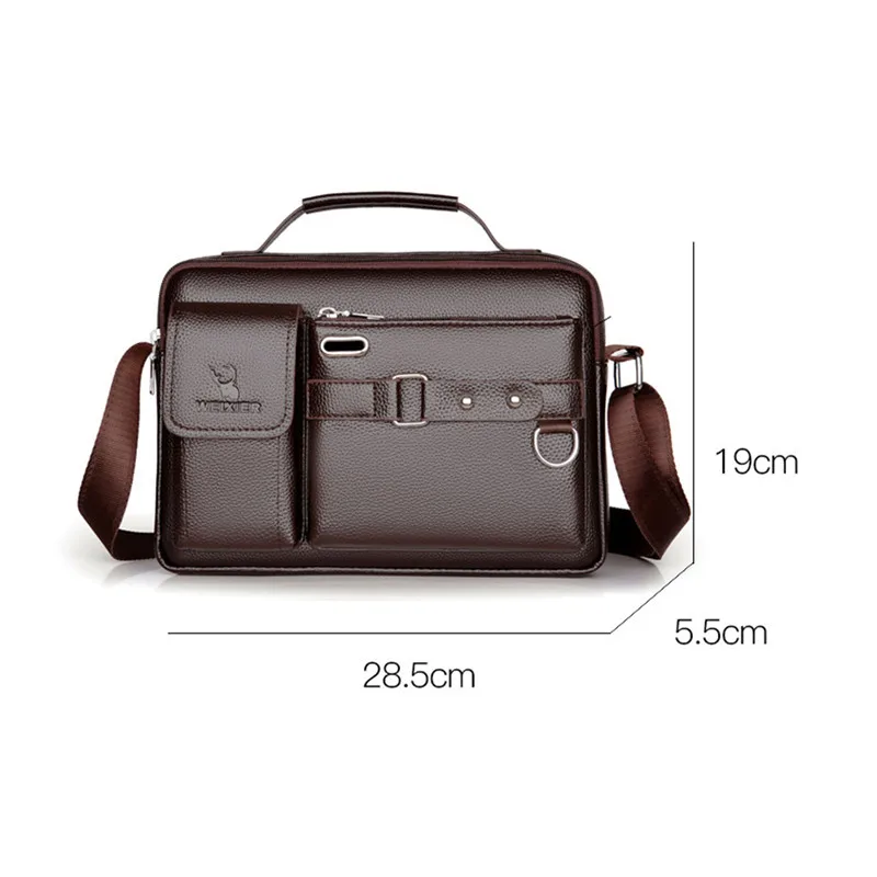 Business Messenger Bag PU Leather Men Shoulder Bag Vintage Male Casual Totes Handbag Cowhide Crossbody Bag Male