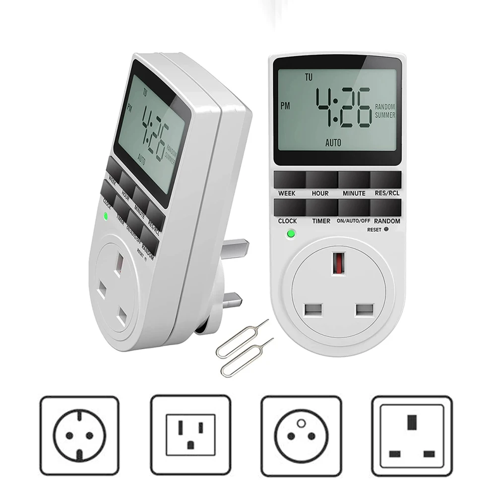 Timer Switch 12/24 Hour Programmable Electronic Digital Timing Socket Kitchen Timer Outlet Time Control EU UK US FR Plug