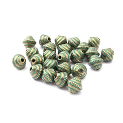 25pcs Patina Verdigris Conical Ethnic Carved 1.5mm Hole Slider Spacer Beads For DIY Necklace Bracelet Jewelry Making Findings