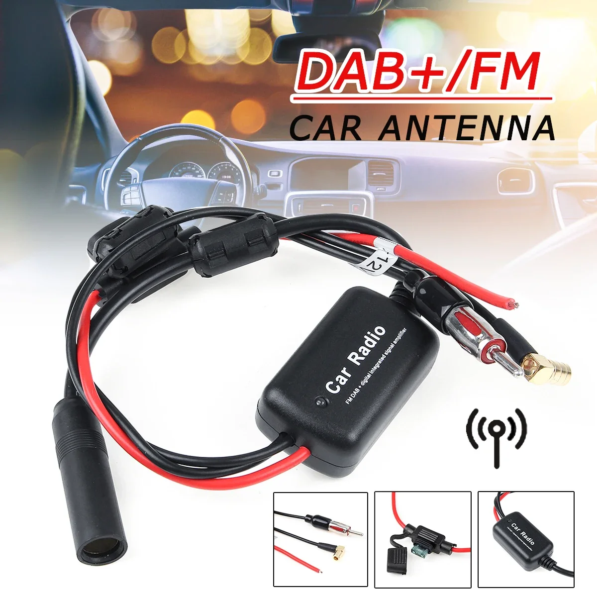 

Universal DAB+/ FM Car Antenna Aerial Splitter Cable Digital Radio + Amplifier