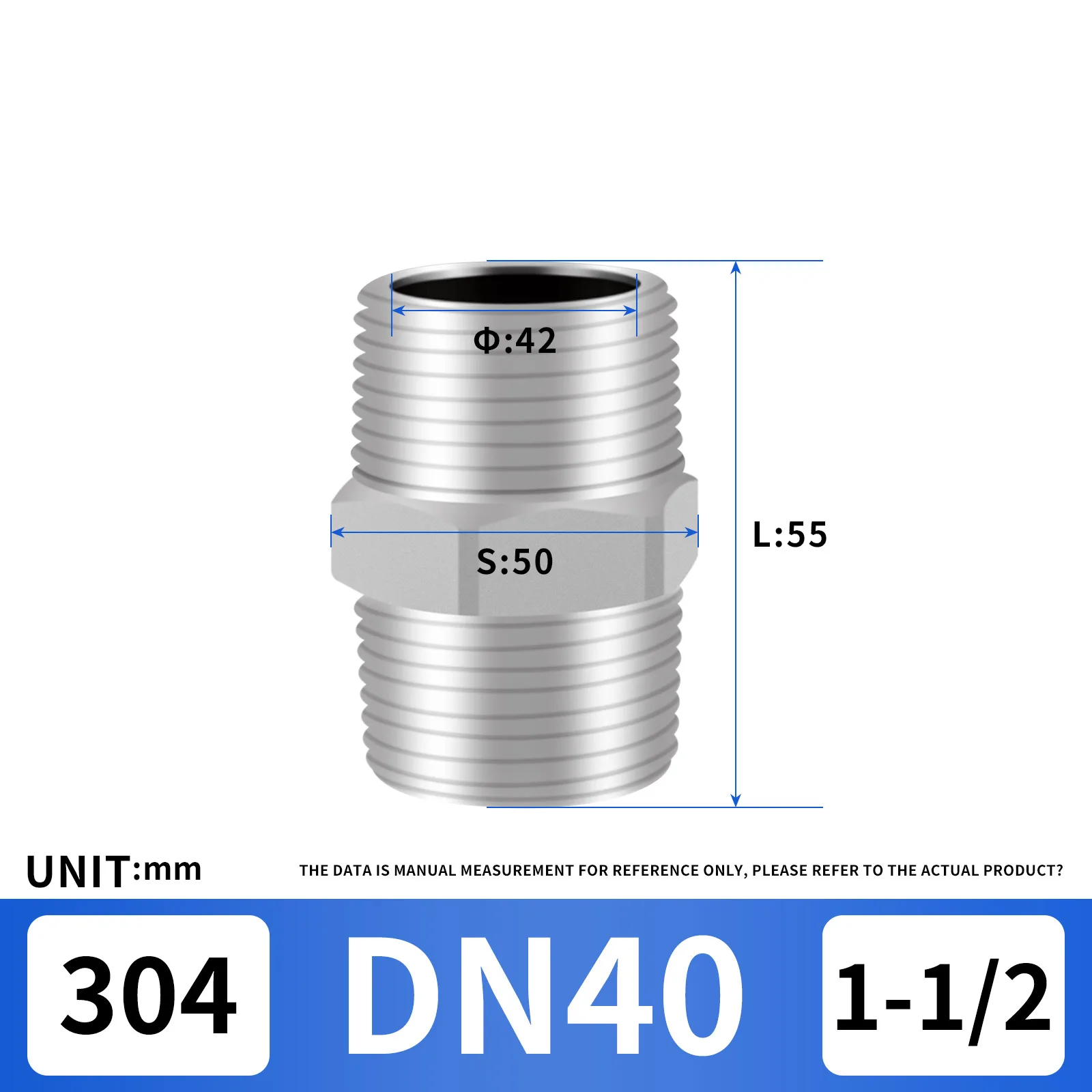 1 قطعة 1 "1-1/4" 1-1/2 "بوصة ذكر الأنابيب عرافة الحلمة ، 304 تركيب أنابيب الفولاذ المقاوم للصدأ