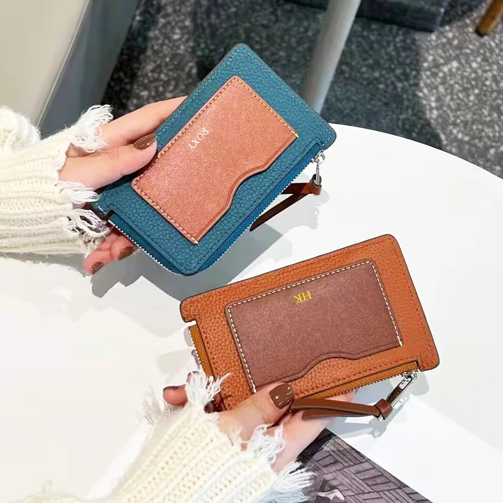 Benutzerdefinierte Name Slim Card Wallet PU Leder Gravierte Initialen Luxus Design Kartentasche Personalisierte Frau Mann Geldbörse Großhandel Geschenk – Detail 20