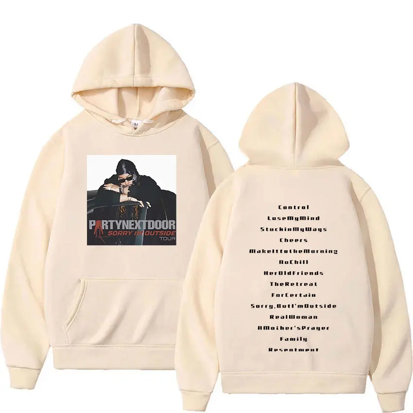 Rapper Partynextdoor dish Im Outside 2024 Tour felpa con cappuccio uomo Hip Hop Retro oversize felpa Fashion Pullover con cappuccio Streetwear