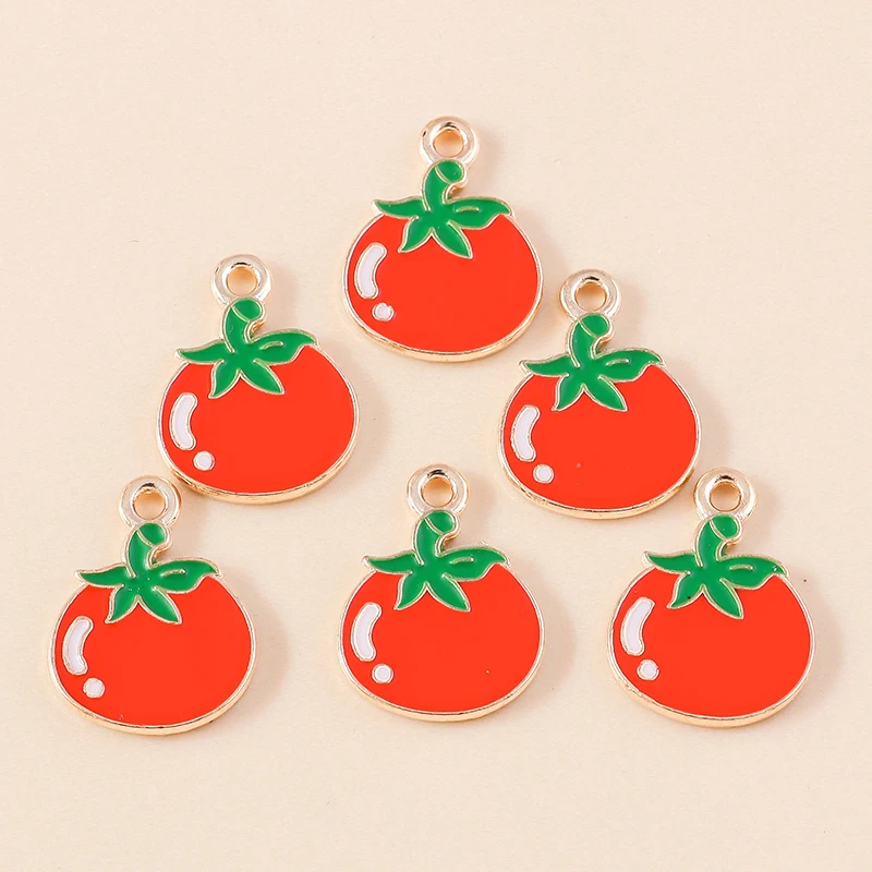 20 Stück 13x17mm süße Lebensmittel Charms Emaille Tomaten Charms für Schmuckherstellung Ohrringe Anhänger Halsketten Armbänder DIY Bastelbedarf – Detail 5