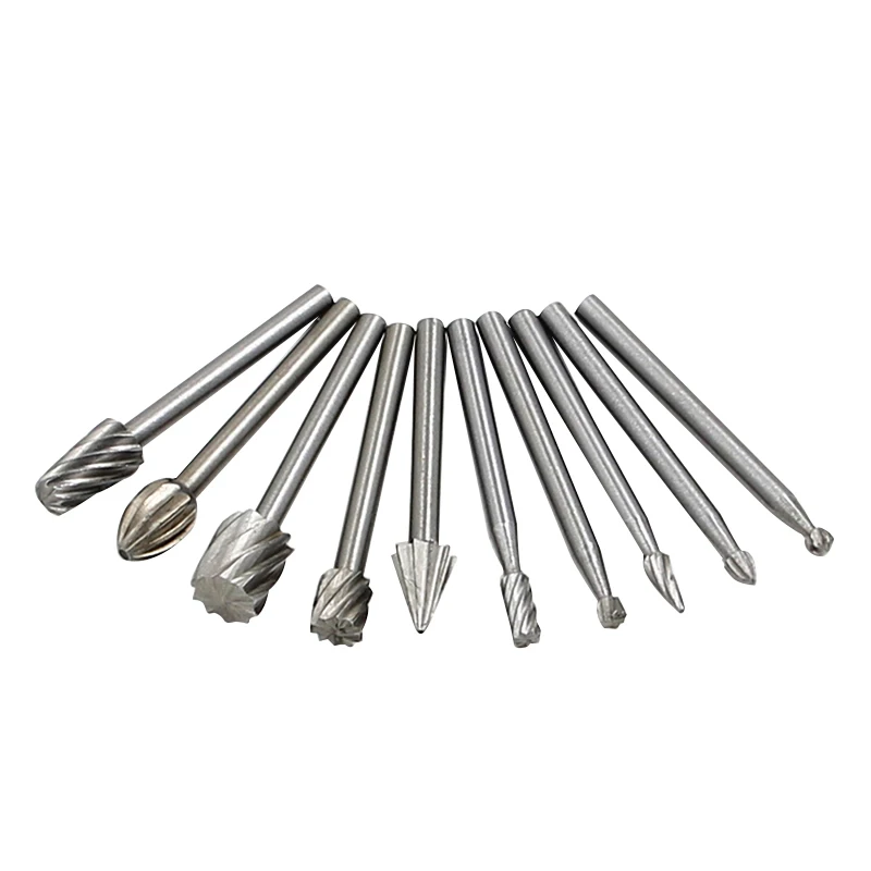 10pcs Wood Drill Bit HSS Titanium Dremel Routing Rotary Milling Rotary File Cutter Wood Carving Carved Knife Cutter Tools Drill