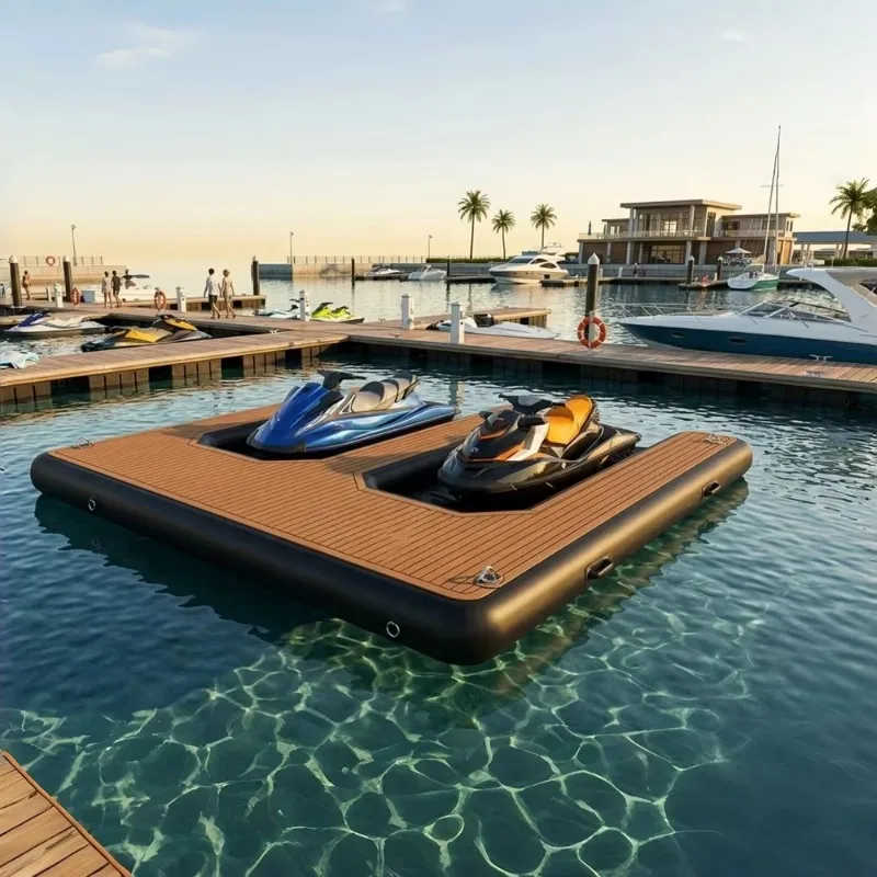 Non Slip EVA Infla  Floating Jet Ski Dock with Pump   Size Color Logo Water Sport Platform