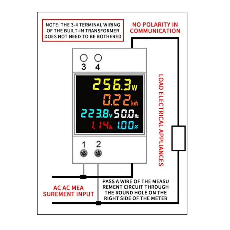 HLZS-Digital Single Phase Energy Meter Tester Power Usage Monitor AC110V 40V-300V100A Frequency Power Factor Meter Multimeter