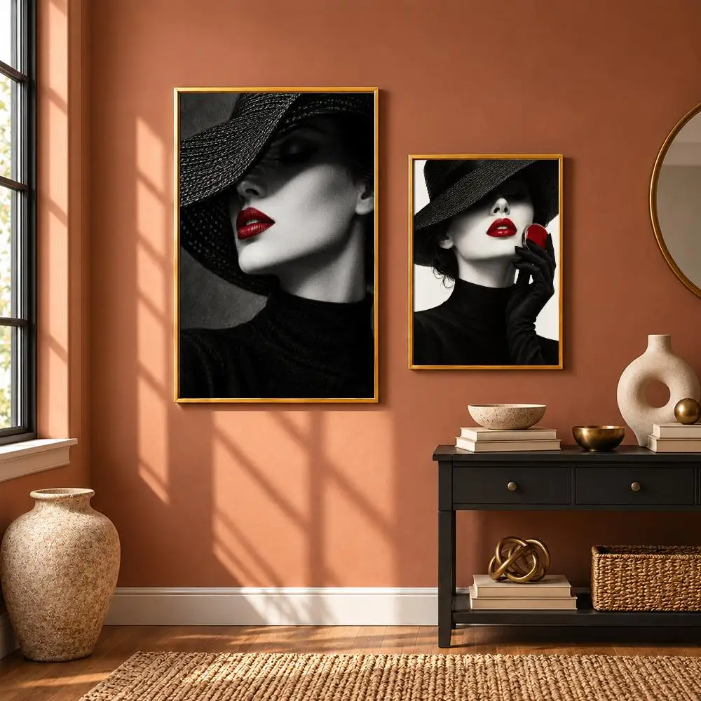 Glamorous Red Lipstick Poster Art Wall Stickers & Self-Adhesive Decals for Home, Bedroom & Living Room