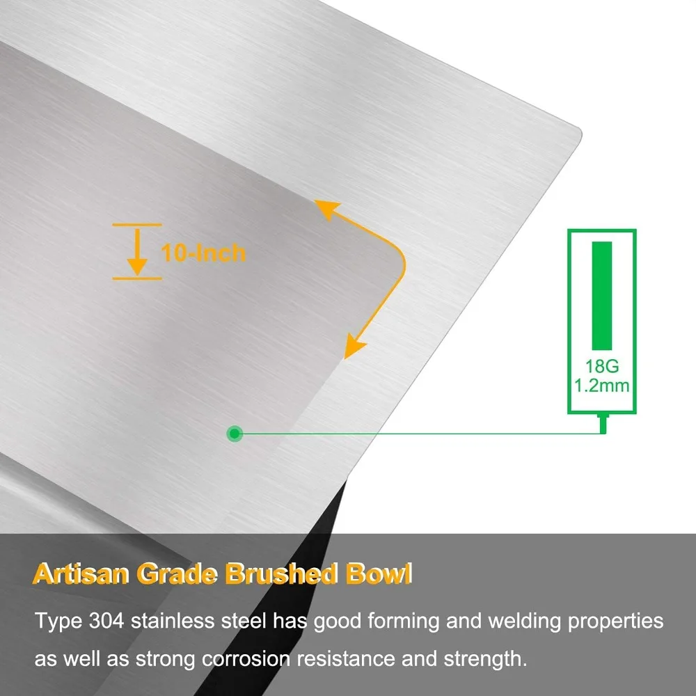 حوض مطبخ مثبت على سطح المكتب مقاس 32 بوصة، حوض مطبخ المزرعة مع واقي حوض 18 مقياس، محطة عمل