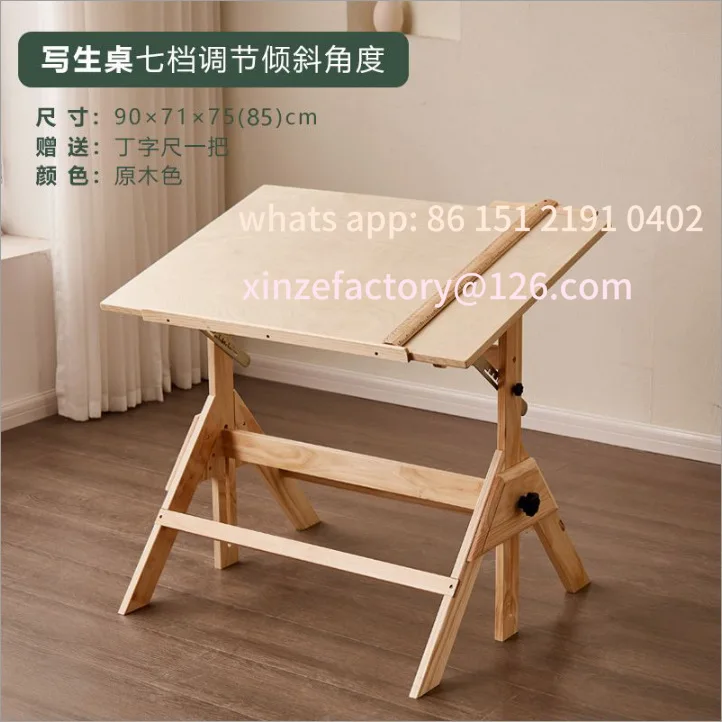 

Customizable art drawing table solid wood