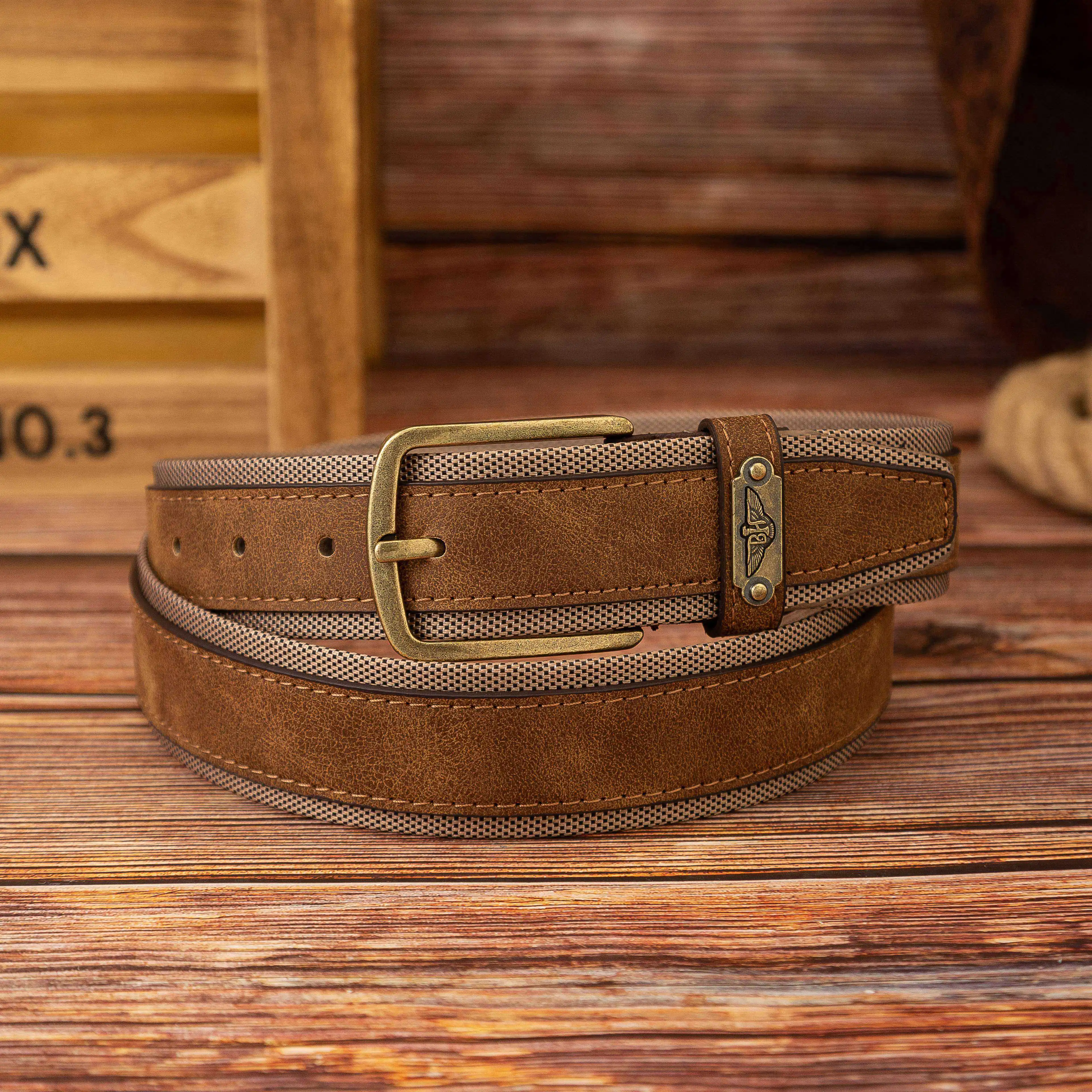 Eagle Iron Brand Double Layer Smooth Business PU Belt Needle Buckle Unisex Simple Design Waist Belt